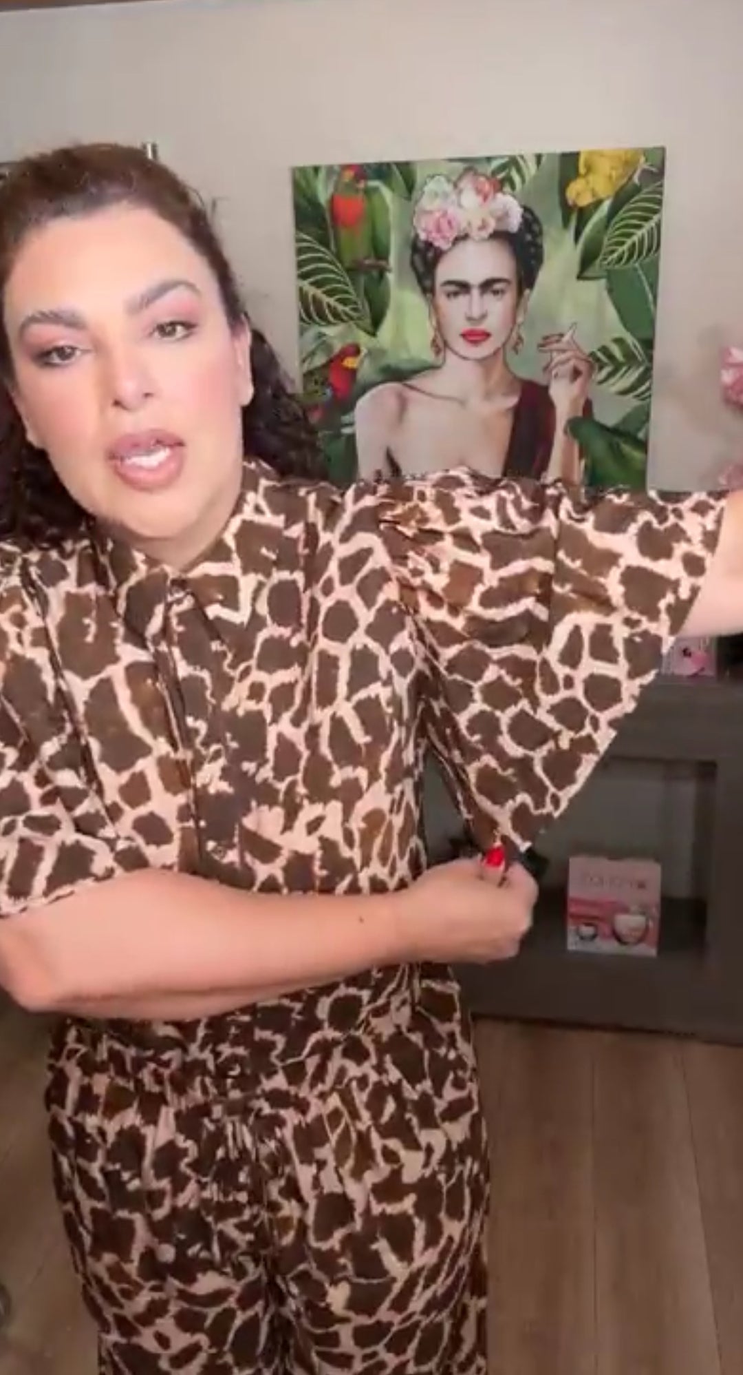 Set Café Leopardo Camisa Y Pantalón Palazzo Ligero Cintura Elástica (#121)