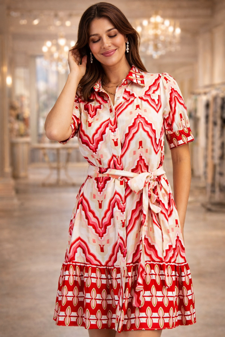 vestido rosa mix floral abotonado 70s (#151)