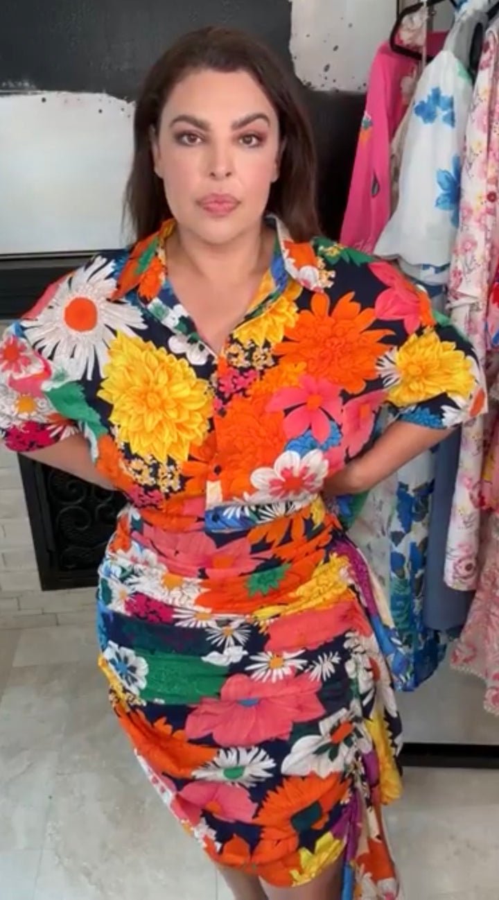 Set multi floral azul marino ruffles tropical (