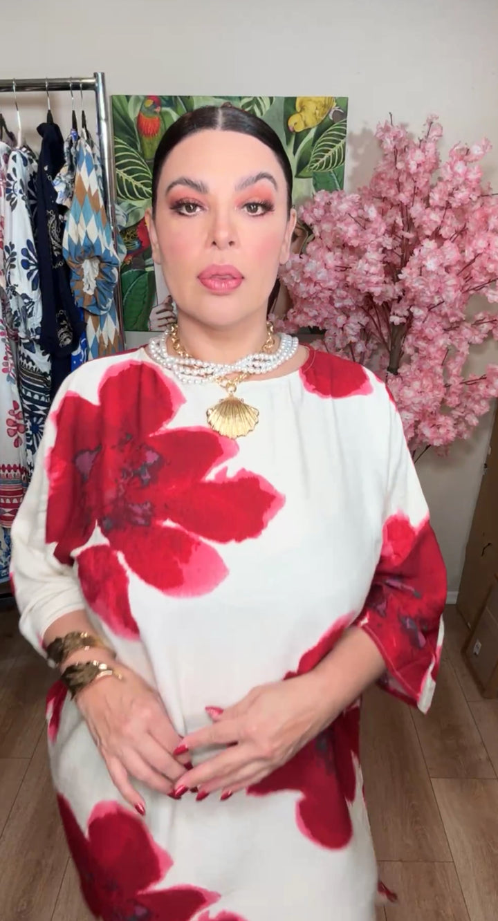 Collar dorado concha y perlas 3 tier (#127)