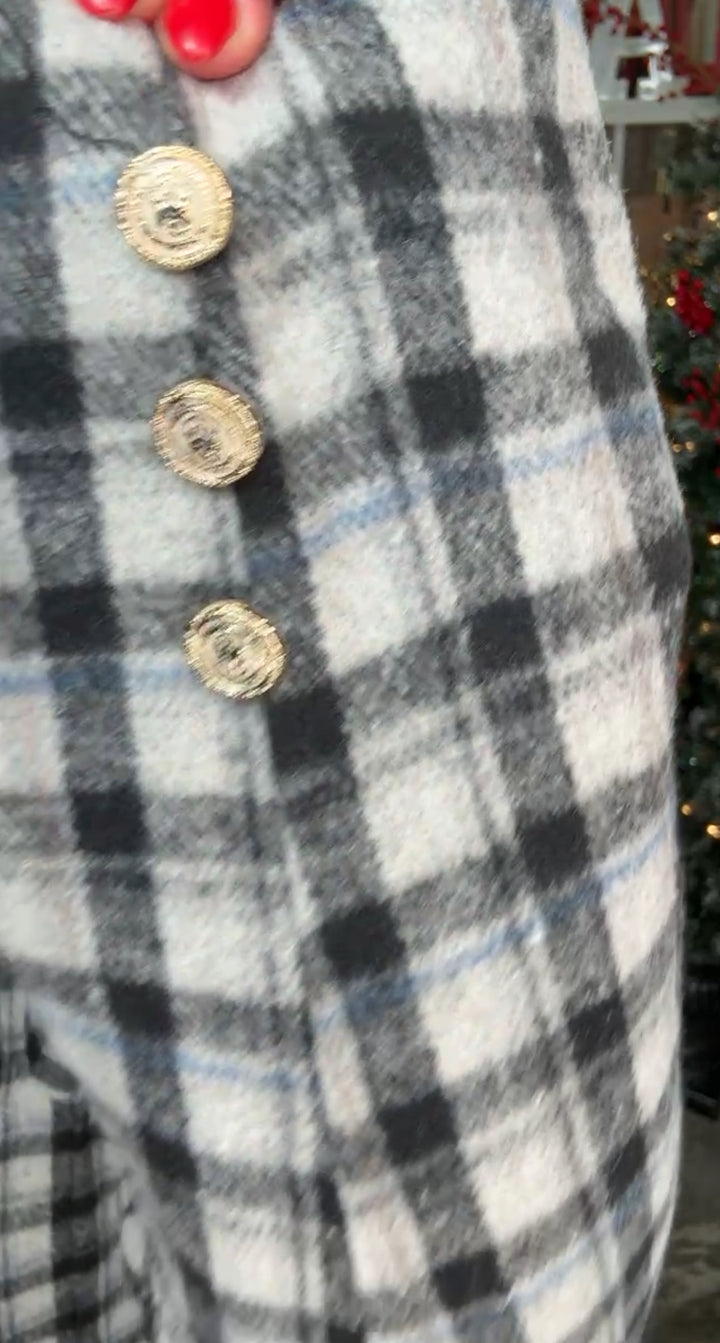 Blazer Gris y Negro Franela Tartan (#101)