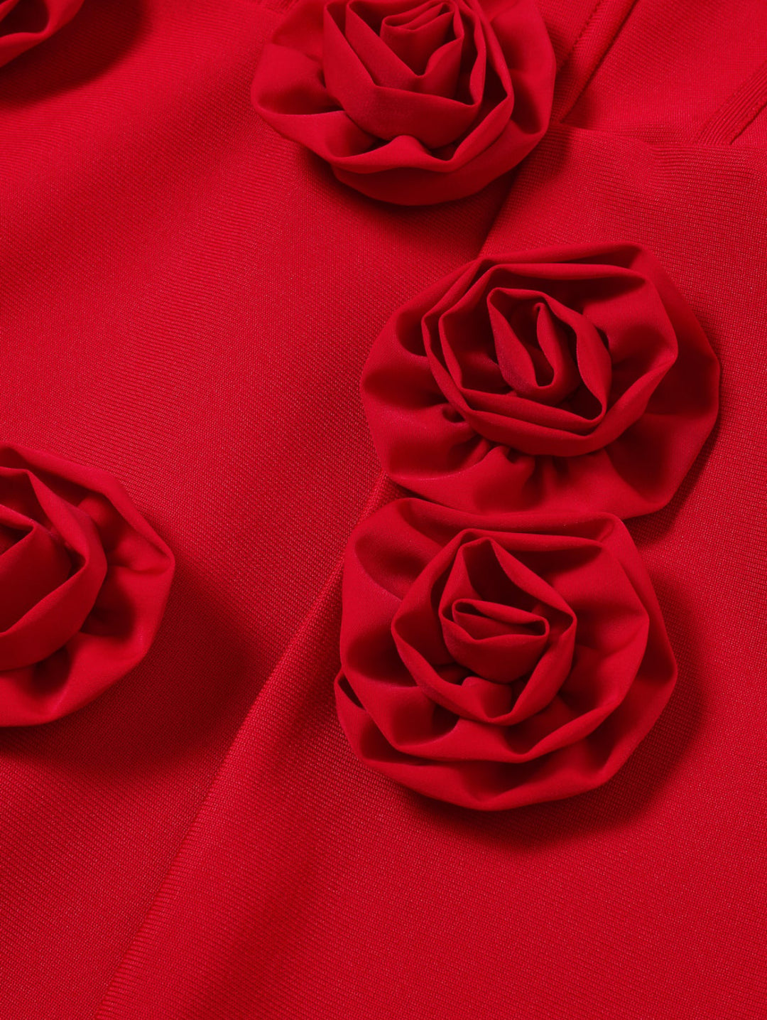 Vestido Rojo Corset Rosas 3D Corte A Stretch (#145)