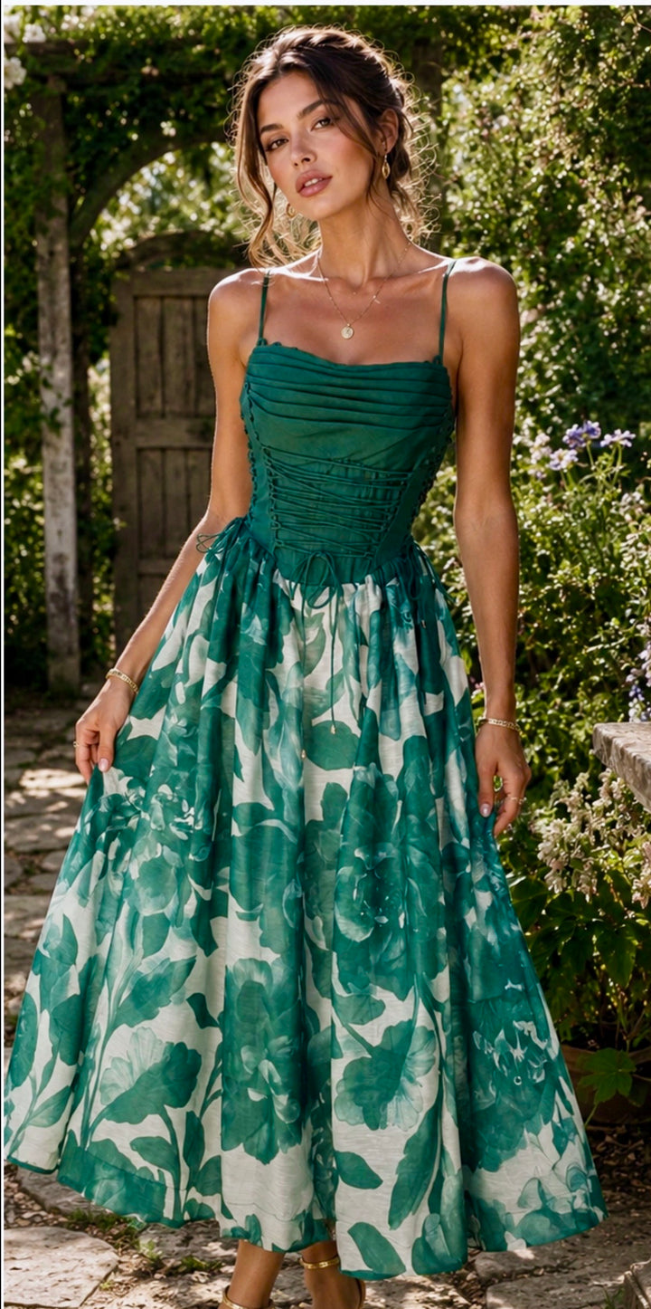Vestido Verde Corset Midi
