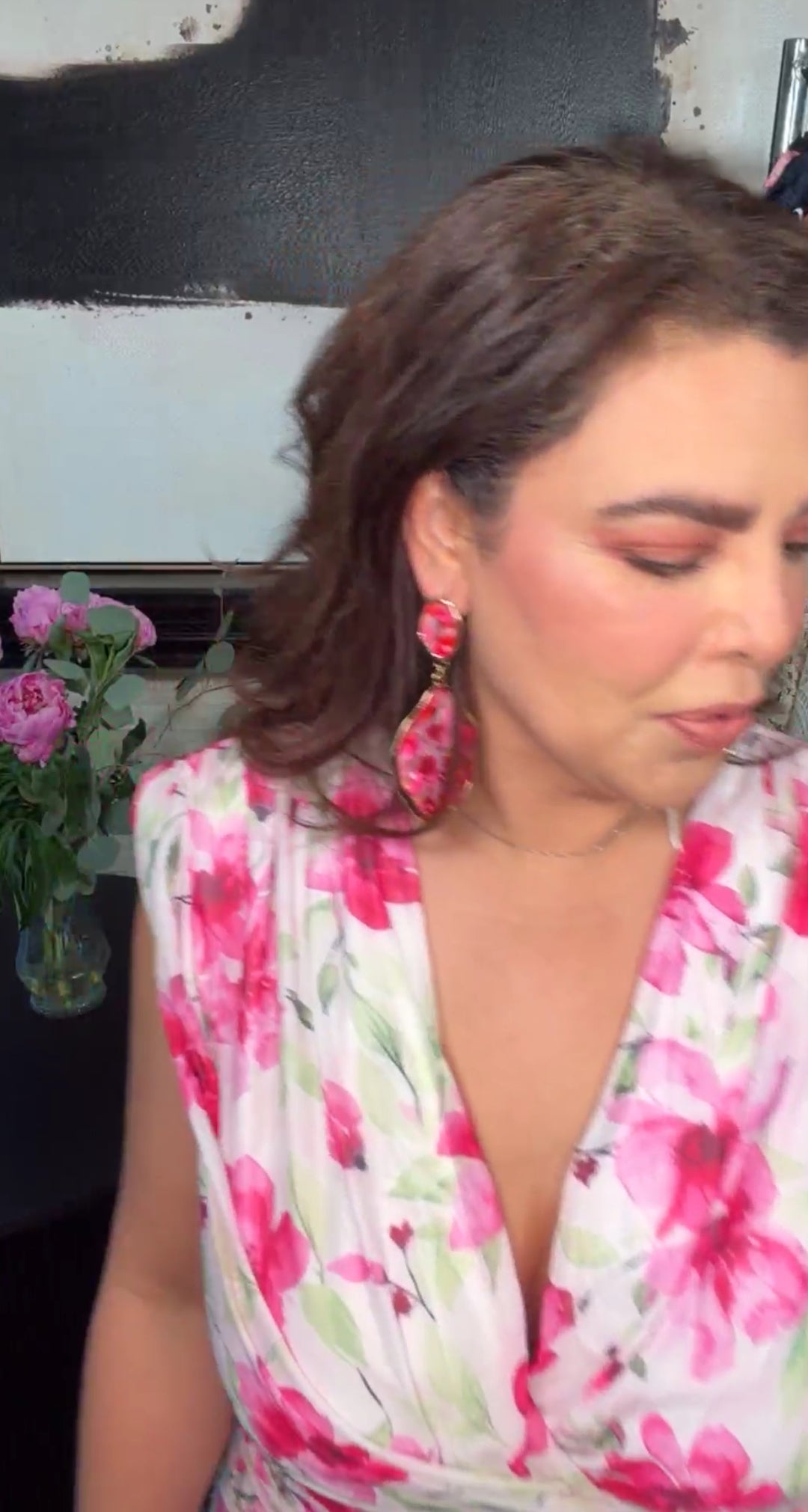 Arete rosa y dorado XL (