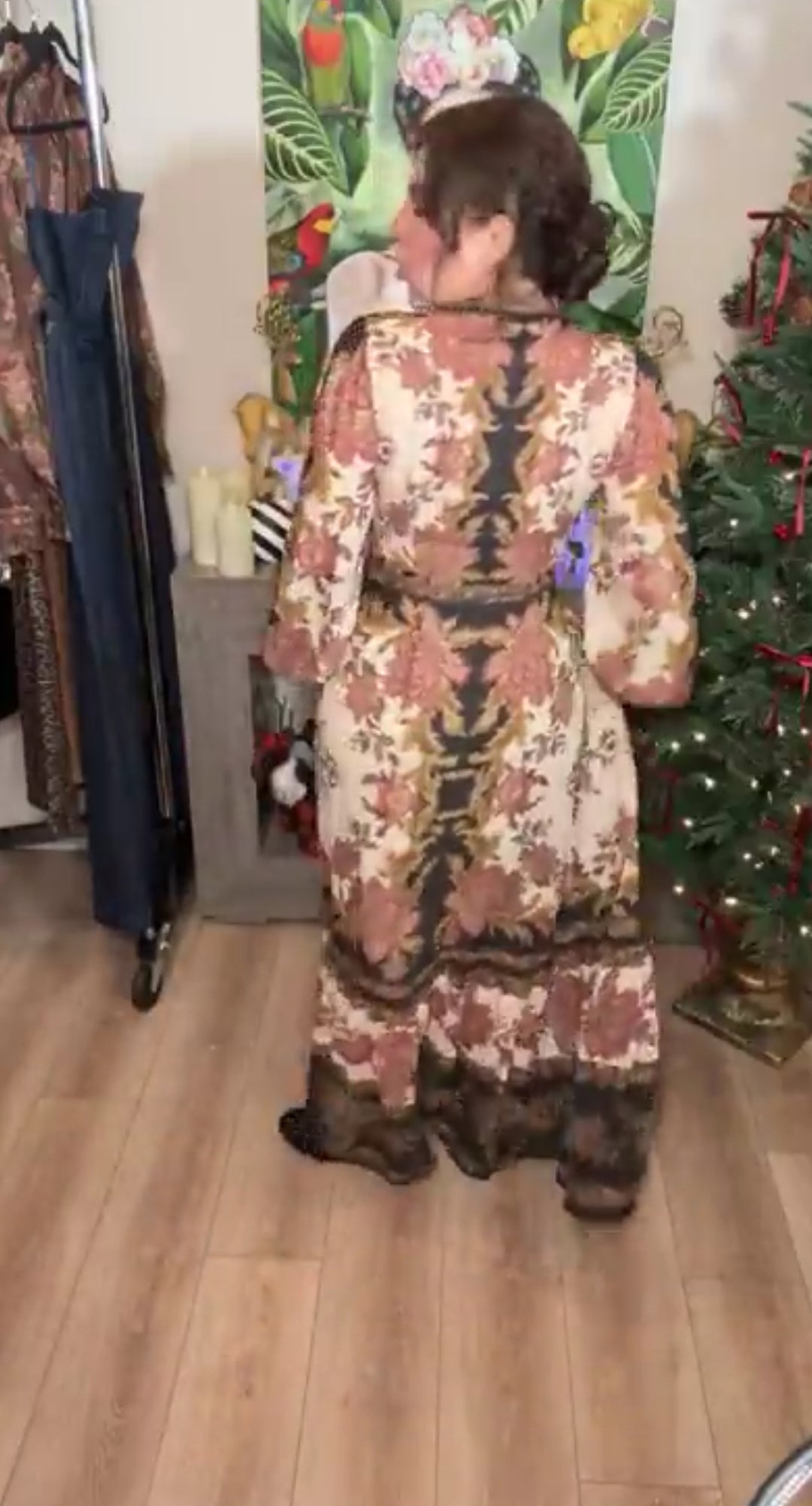 Vestido negro diseños mauve multi barroco maxi (#125)