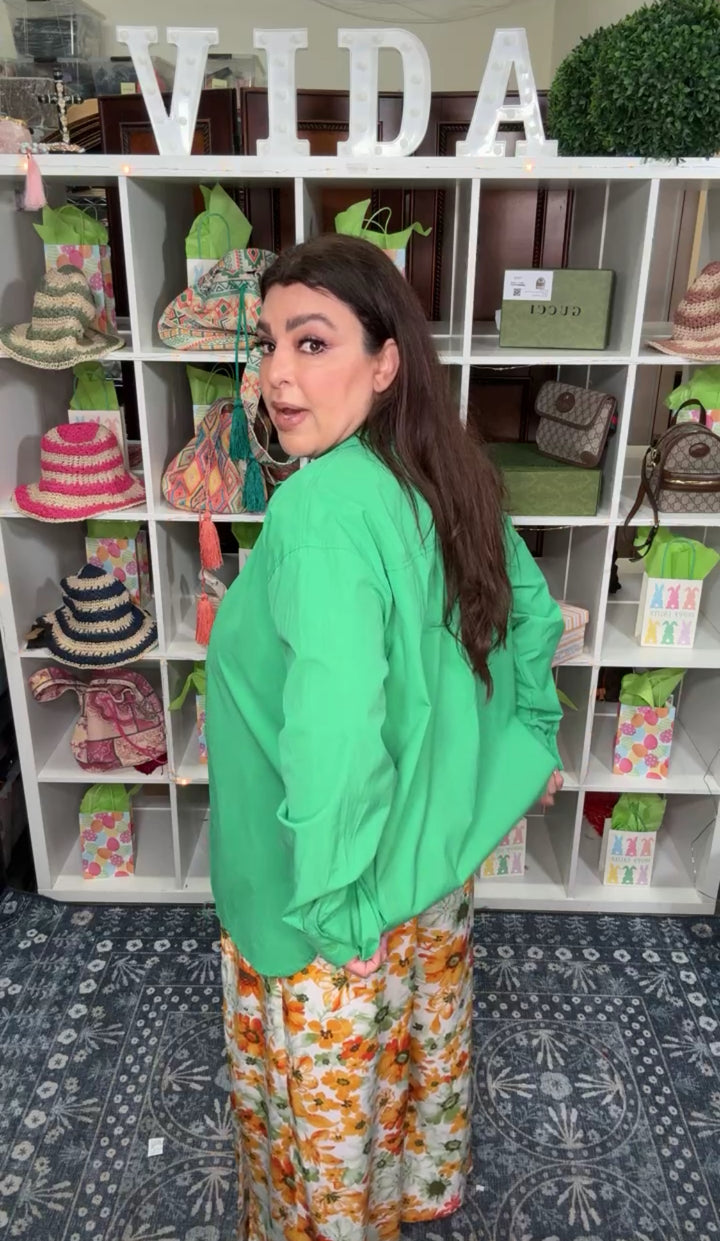 Camisa Verde Algodon Oversized (#103)