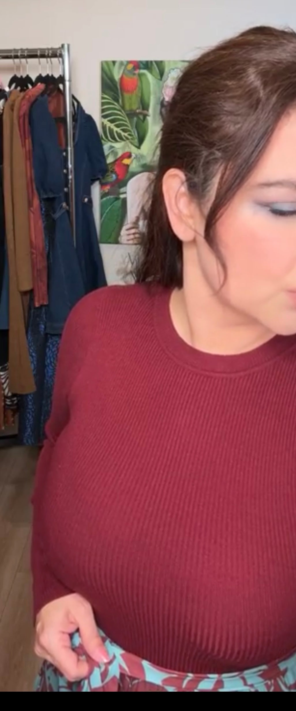 Vestido Vino Y Turquesa Circular Top De Punto (#140)