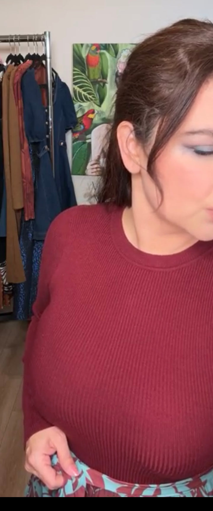 Vestido Vino Y Turquesa Circular Top De Punto (#140)