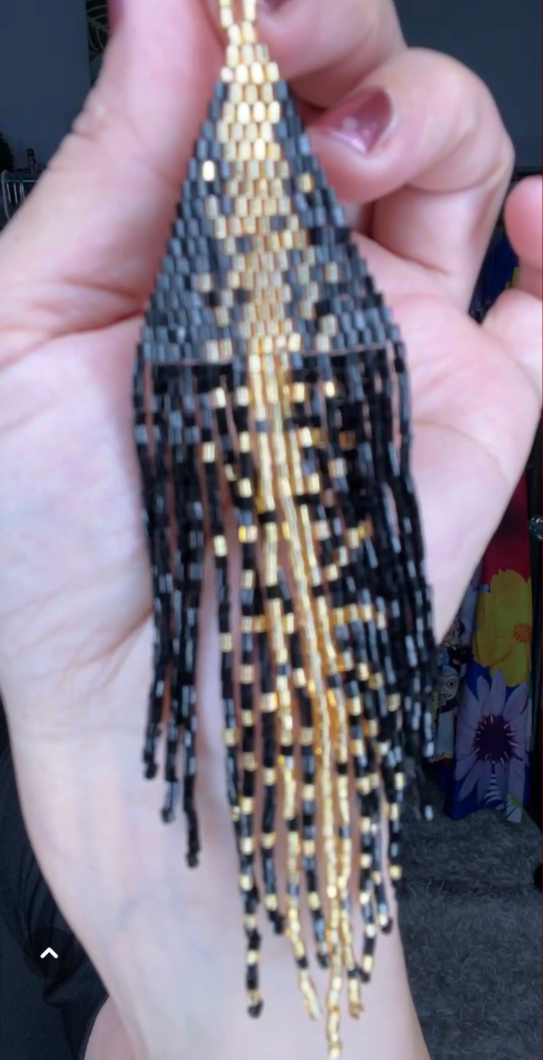 Arete Negro y Dorado Canutillo Cascada XL (#120)
