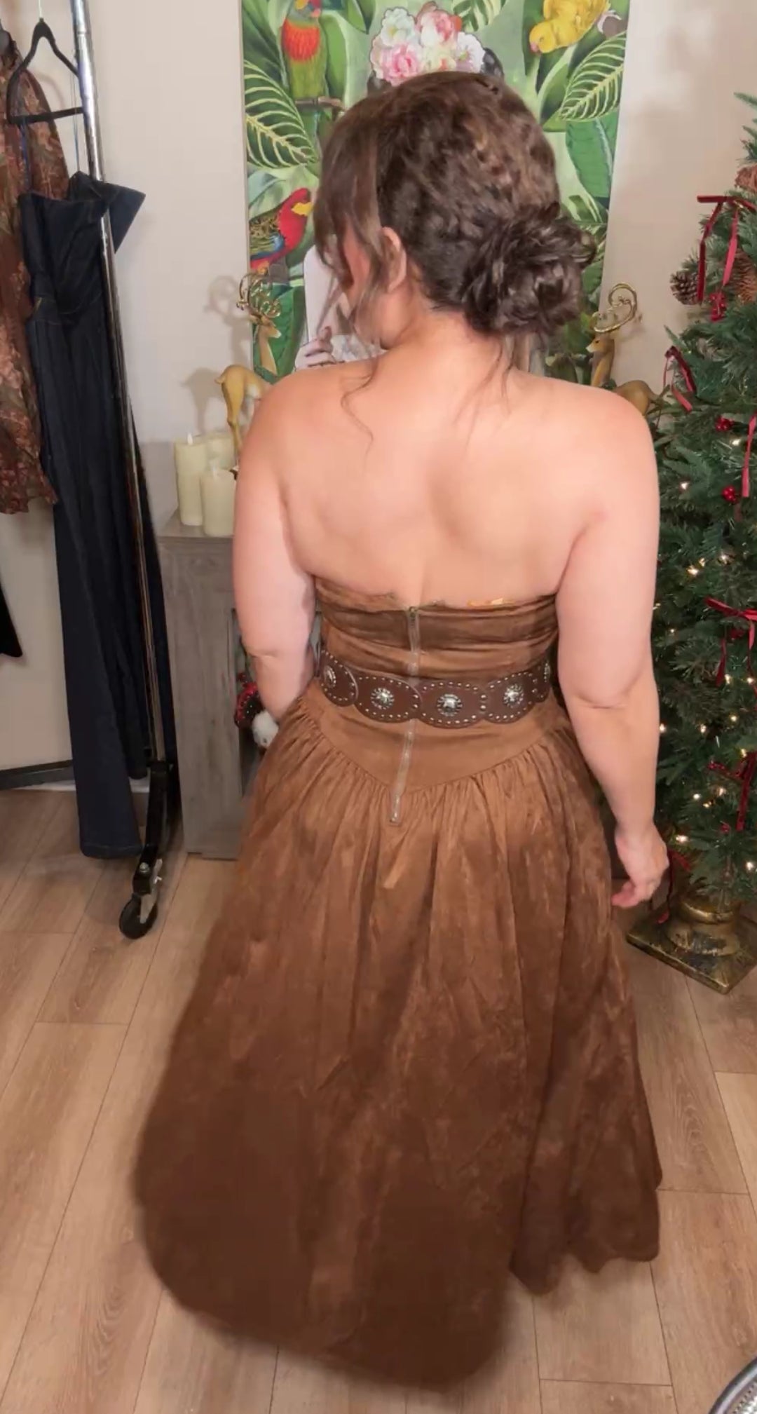 Cinto café chocolate hebilla plata floral (#103)