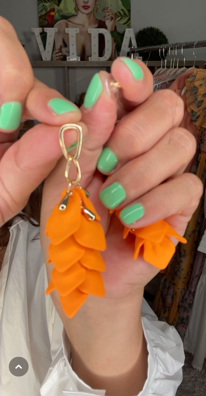 Arete Naranja Petalos Eslavones (#129)