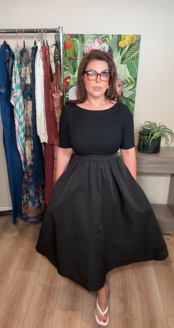 Vestido negro top texturizado largo tela formal (#146)