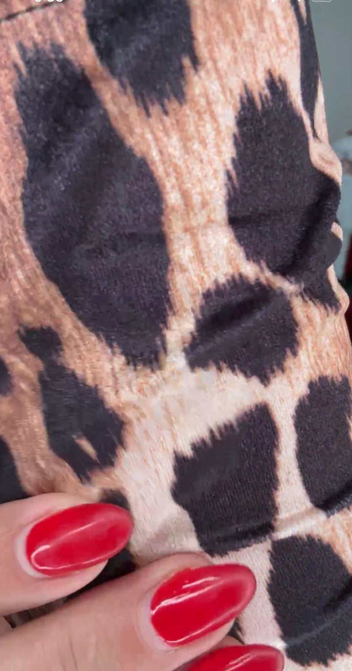 Vestido café y negro terciopelo leopardo D&E (#125)