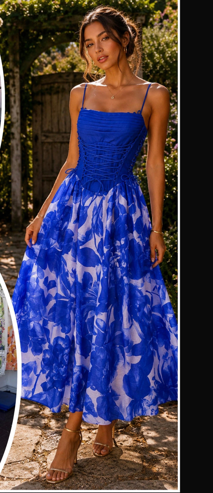 Vestido Azul Royal Corset Midi (