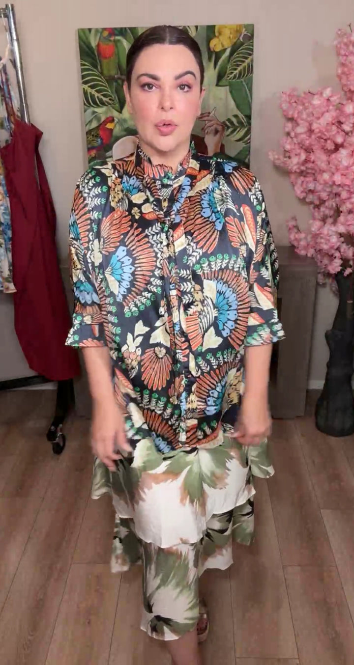 top azul marino satinado boho multi (#139)