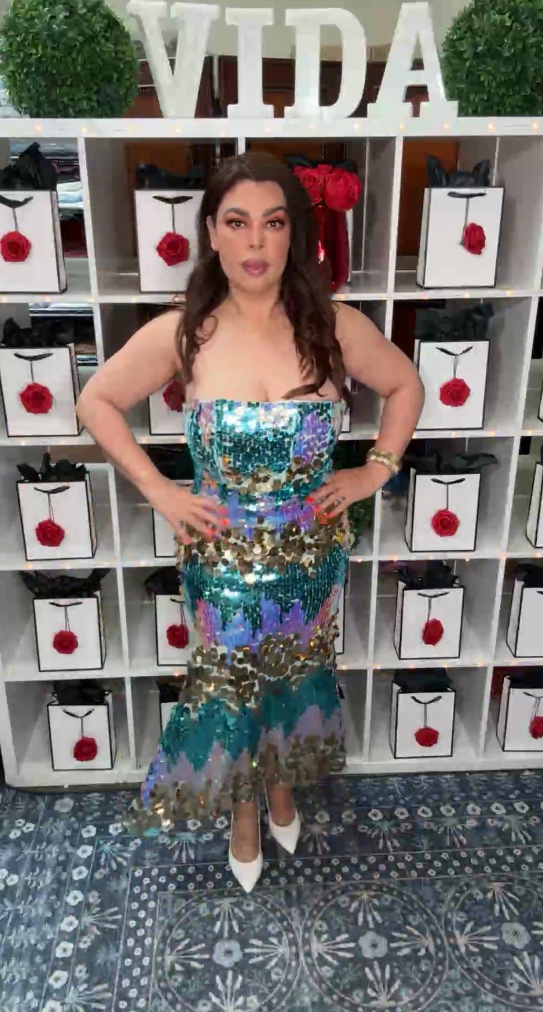 Vestido Azul y Dorado Sirena Lentejuela (#116)