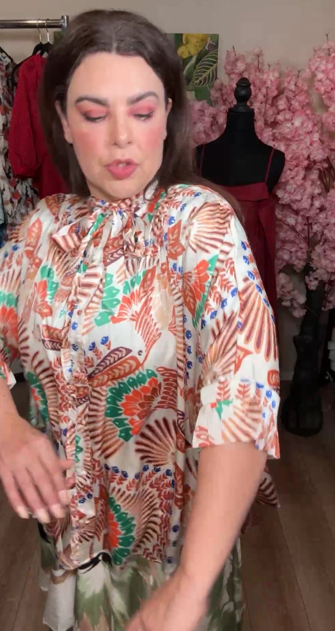 Top beige satinado multi boho (#135)