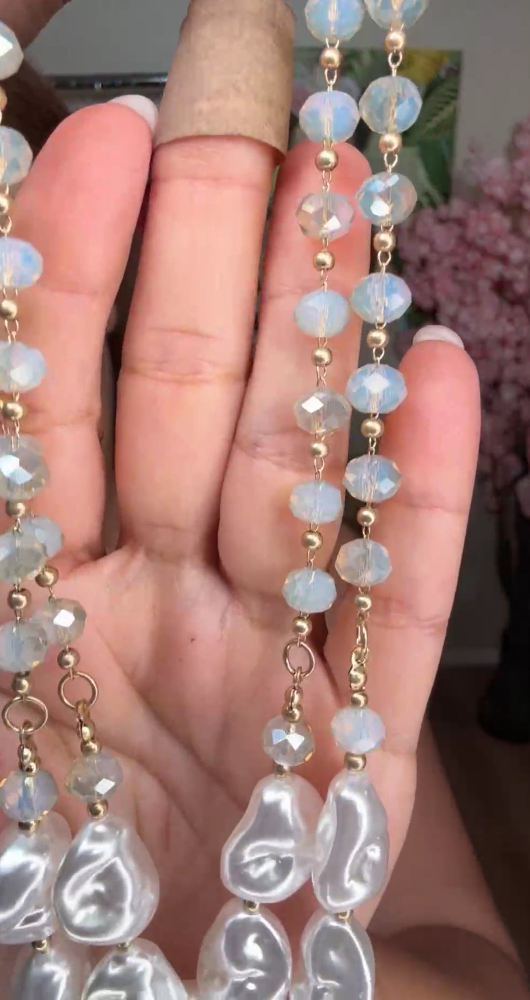 Collar Dorado Estrella Y Perlas Con Cuentas (#154)