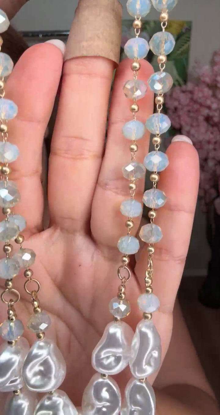 Collar Dorado Estrella Y Perlas Con Cuentas (#154)