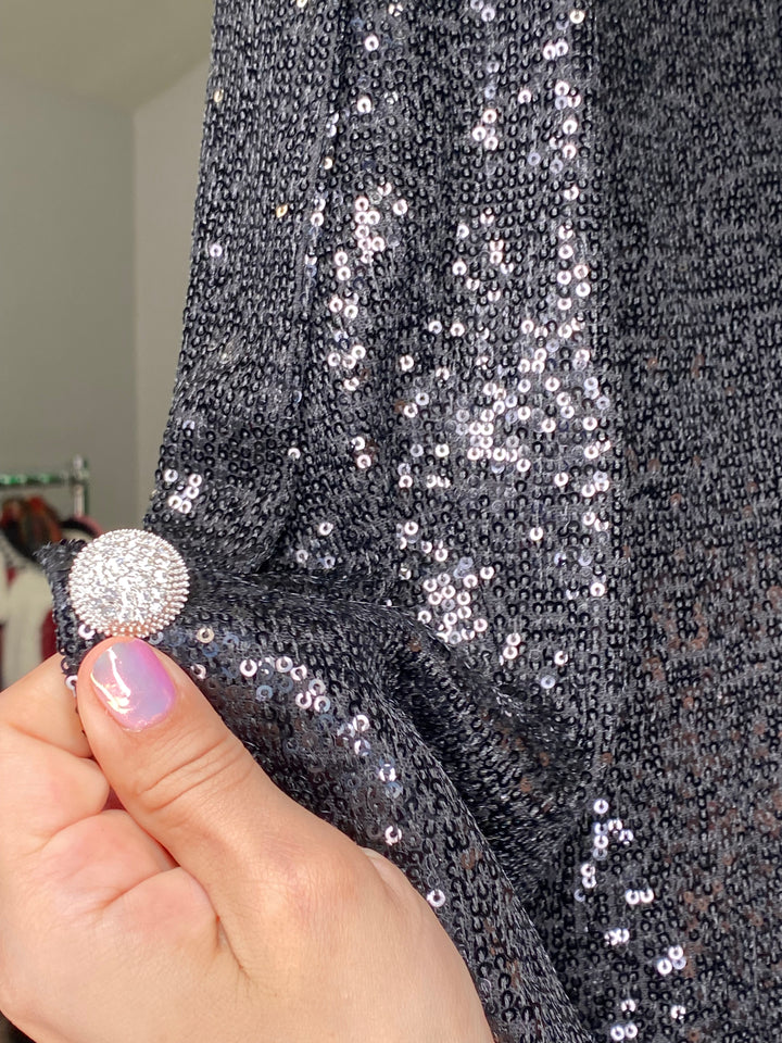 Blazer Negro Lentejuelas Boton Pedreria (#106)