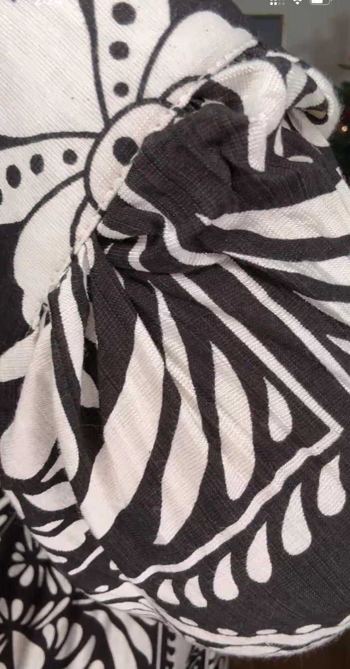 Vestido blanco y negro suelto con cinto maxi (#141)