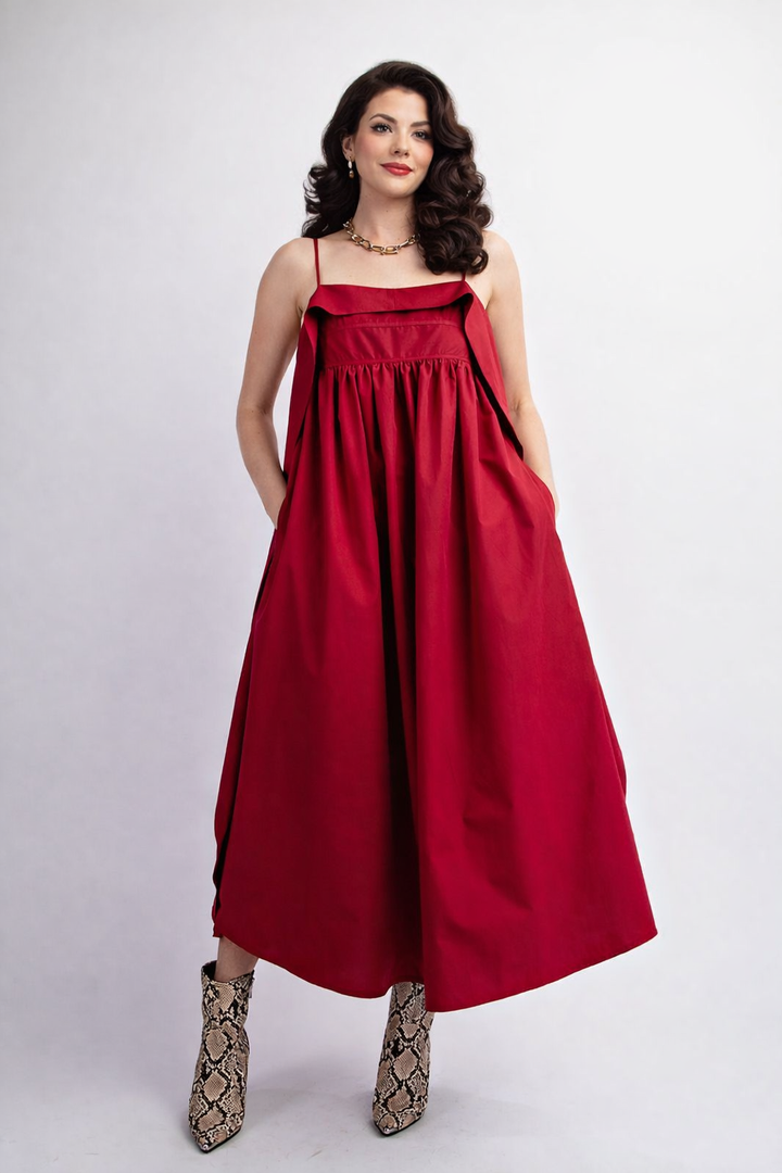 Vestido rojo carmin espalda peek a boo midi (#144)