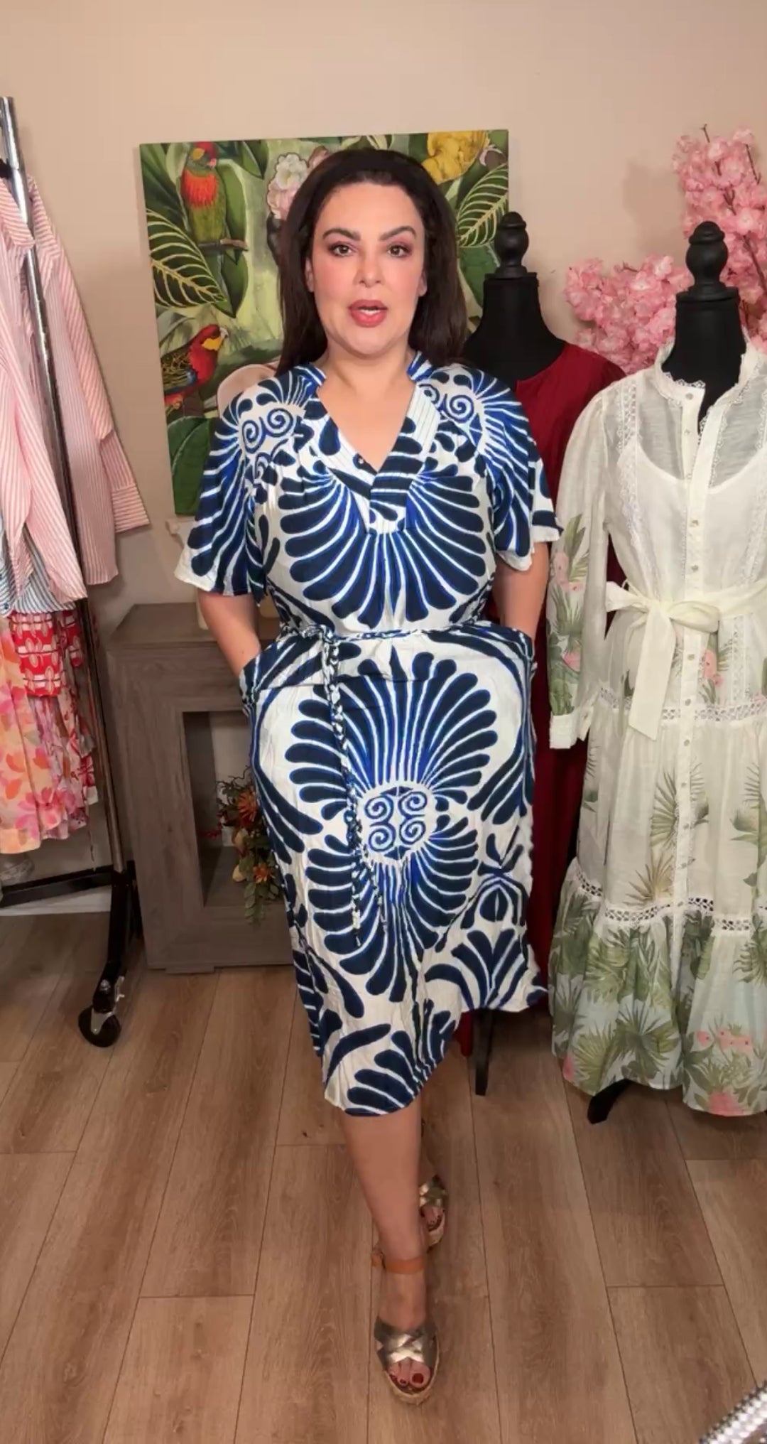 vestido blanco y azules kaftan (#143)