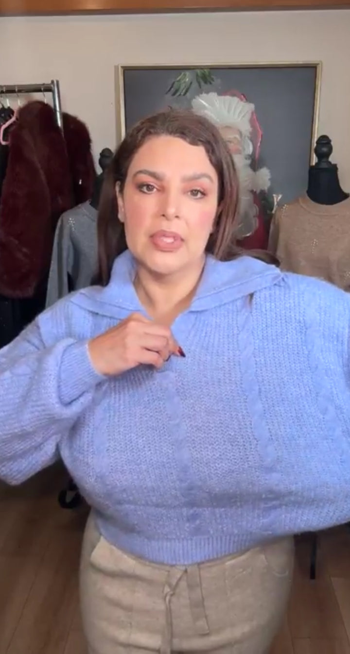 Sweater lavanda tejido cable (#158)