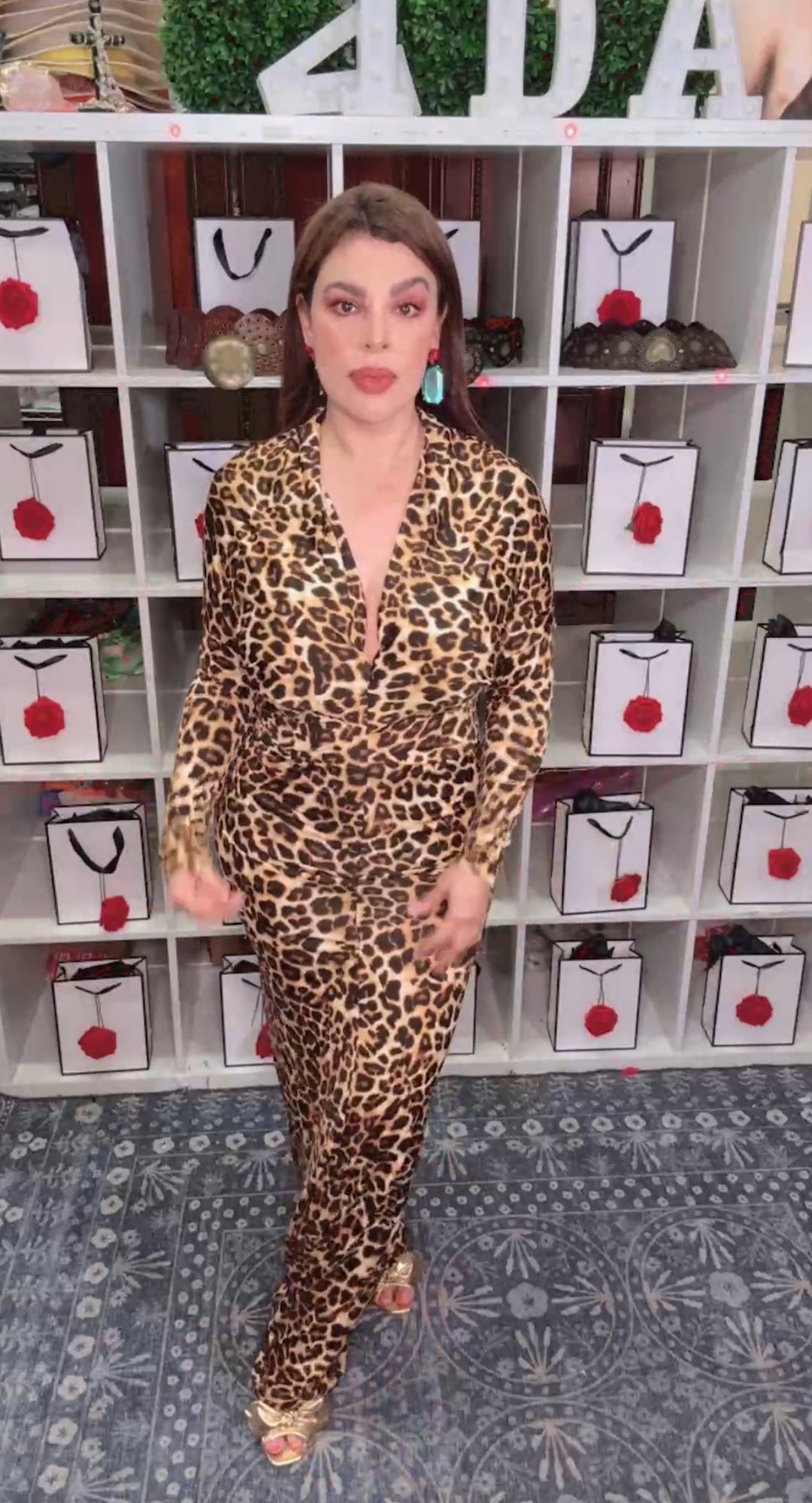 Vestido Negro y Café Leopardo Bodycon Maxi Ultra Stretch (#416)
