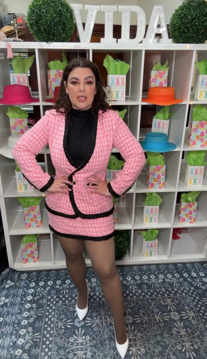 Set Rosa y Negro Latiste Tweed Corte CC (#121)