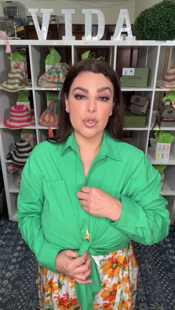 Camisa Verde Algodon Oversized (#103)