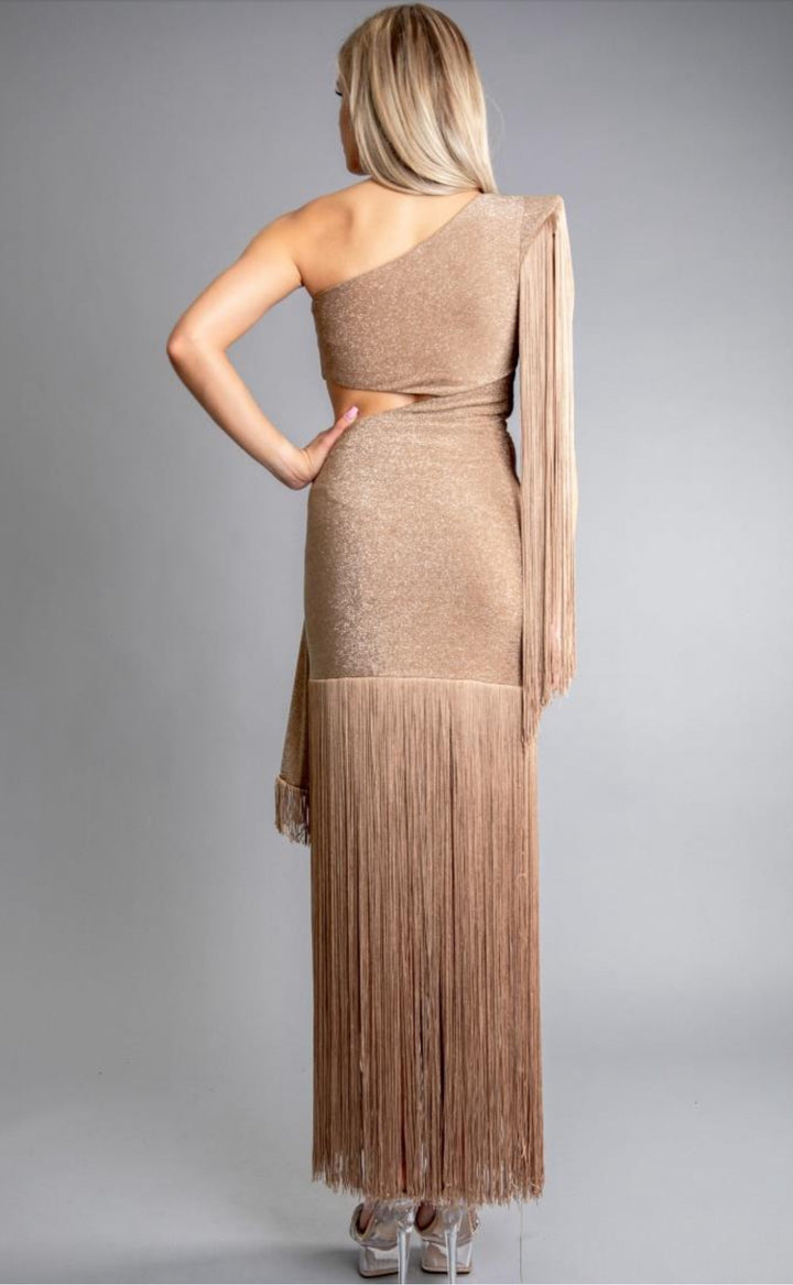 Vestido Mocha Stretch Metalico Barbas Tulum Lux