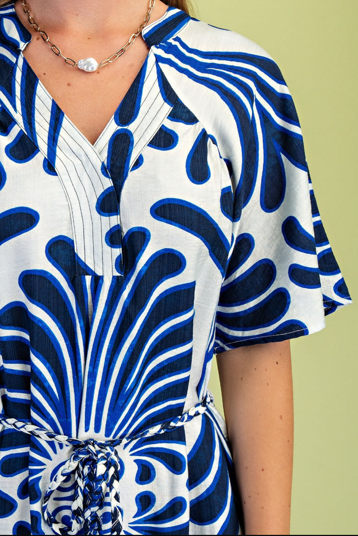 vestido blanco y azules kaftan (#143)