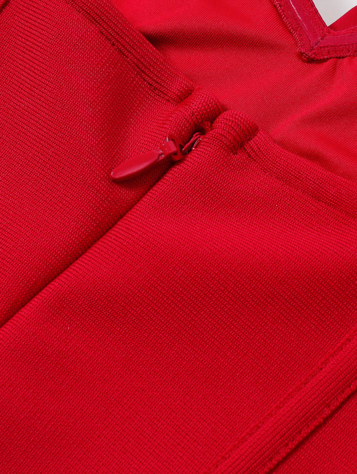 Vestido Rojo Corset Rosas 3D Corte A Stretch (#145)