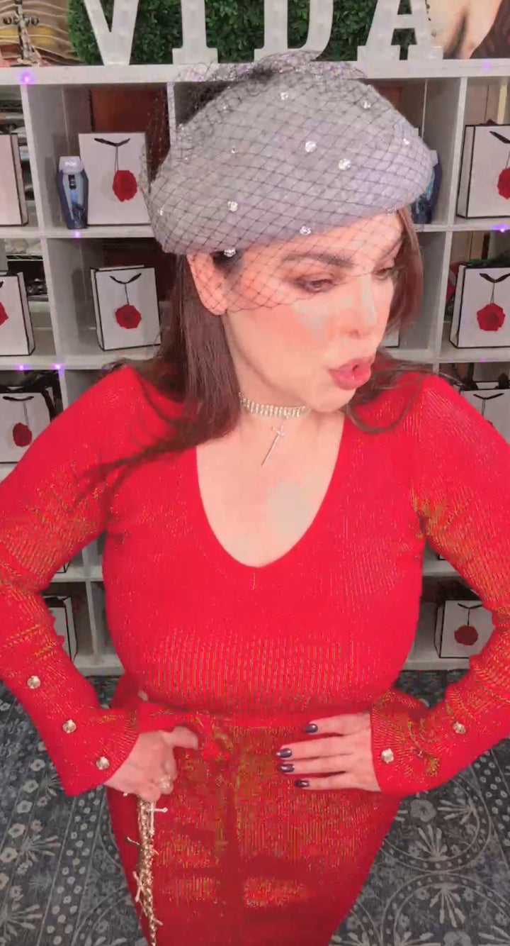 Vestido Rojo Sweater Botones (#150)