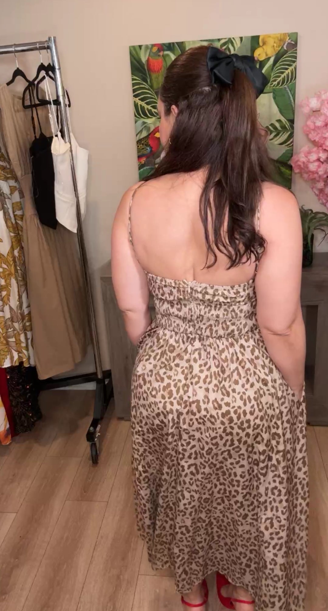 Vestido Mocha Y Chocolate Leopardo Busto Crossed Con Bolsas Midi (#114)