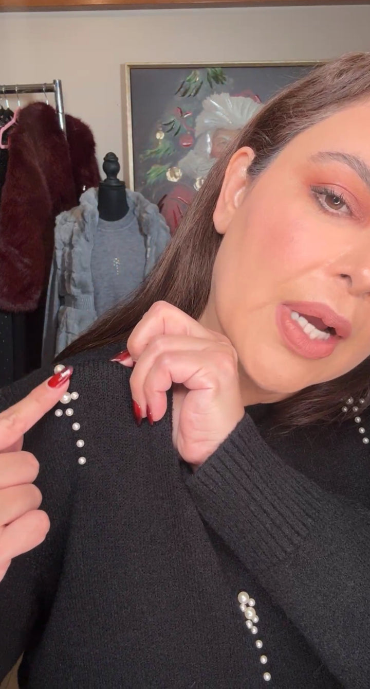 Set negro con aplicación de perlas (#149)