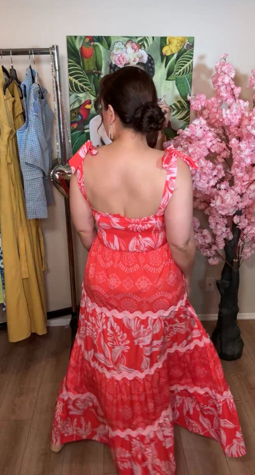 Vestido Naranja y Rosa Floral Ric Rac Maxi (#182)
