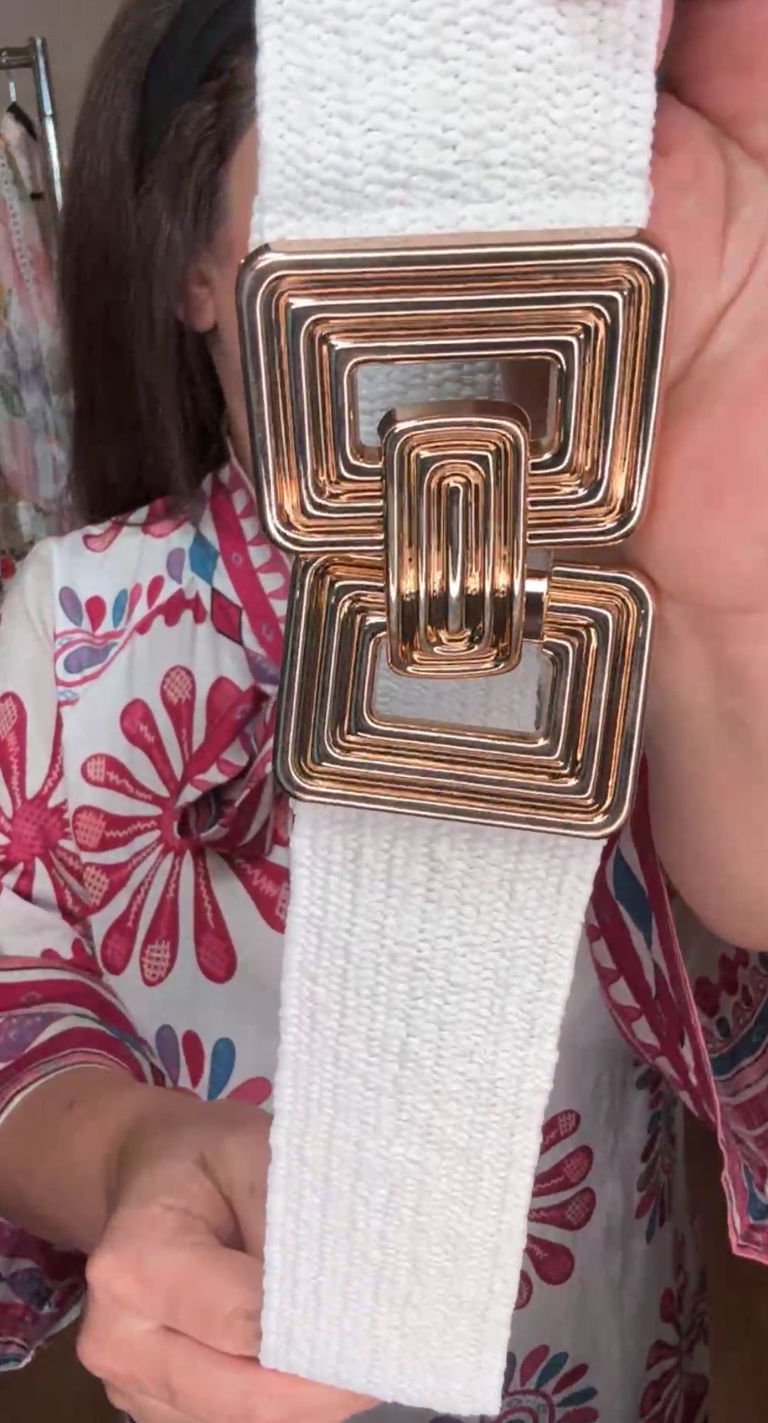 cinto blanco rafia stretch hebilla oro (#117)