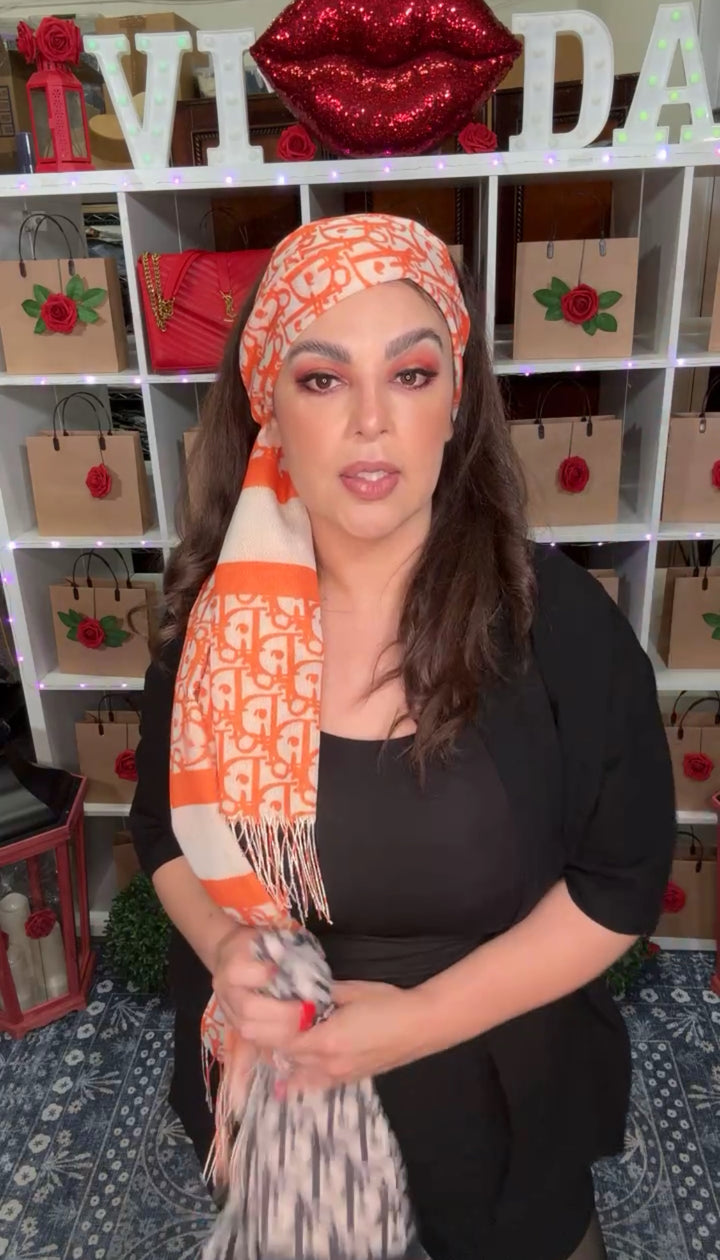 Shawl Naranja y Beige Dio (#243)