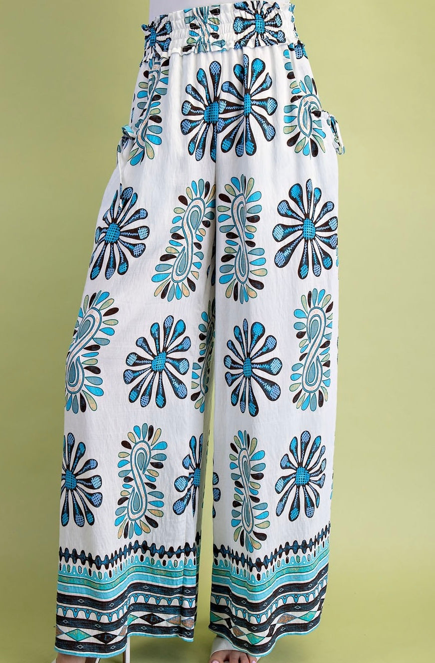 Set Azul y Turquesa pantalón y blusón artesanal