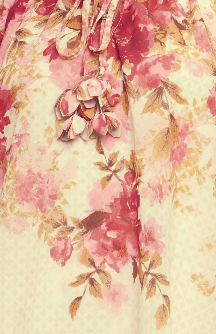 Set crema floral rosas y mostaza vintage falda y blusa (#119)