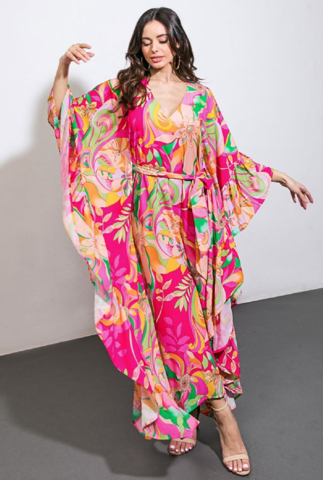 Vestido Rosas Kaftan Bohemio Maxi (#132)