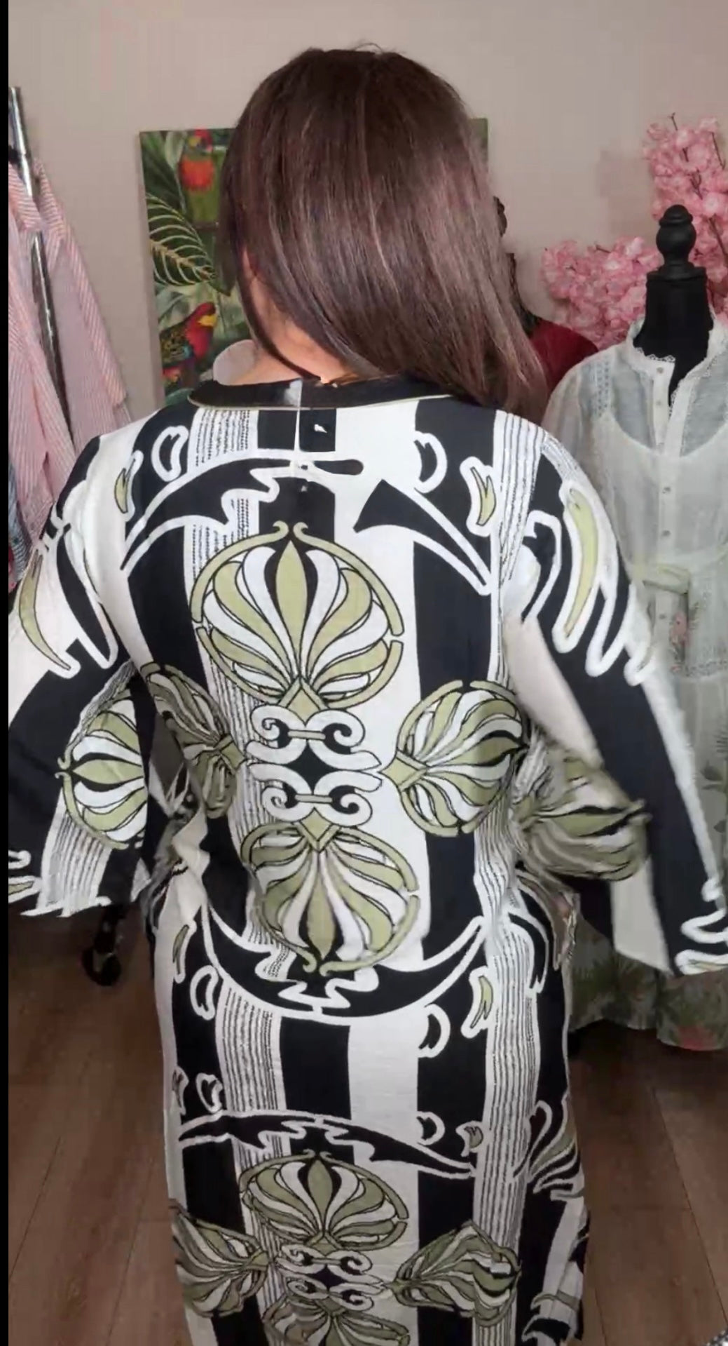 vestido negro y olivo mix kaftan midi (#149)