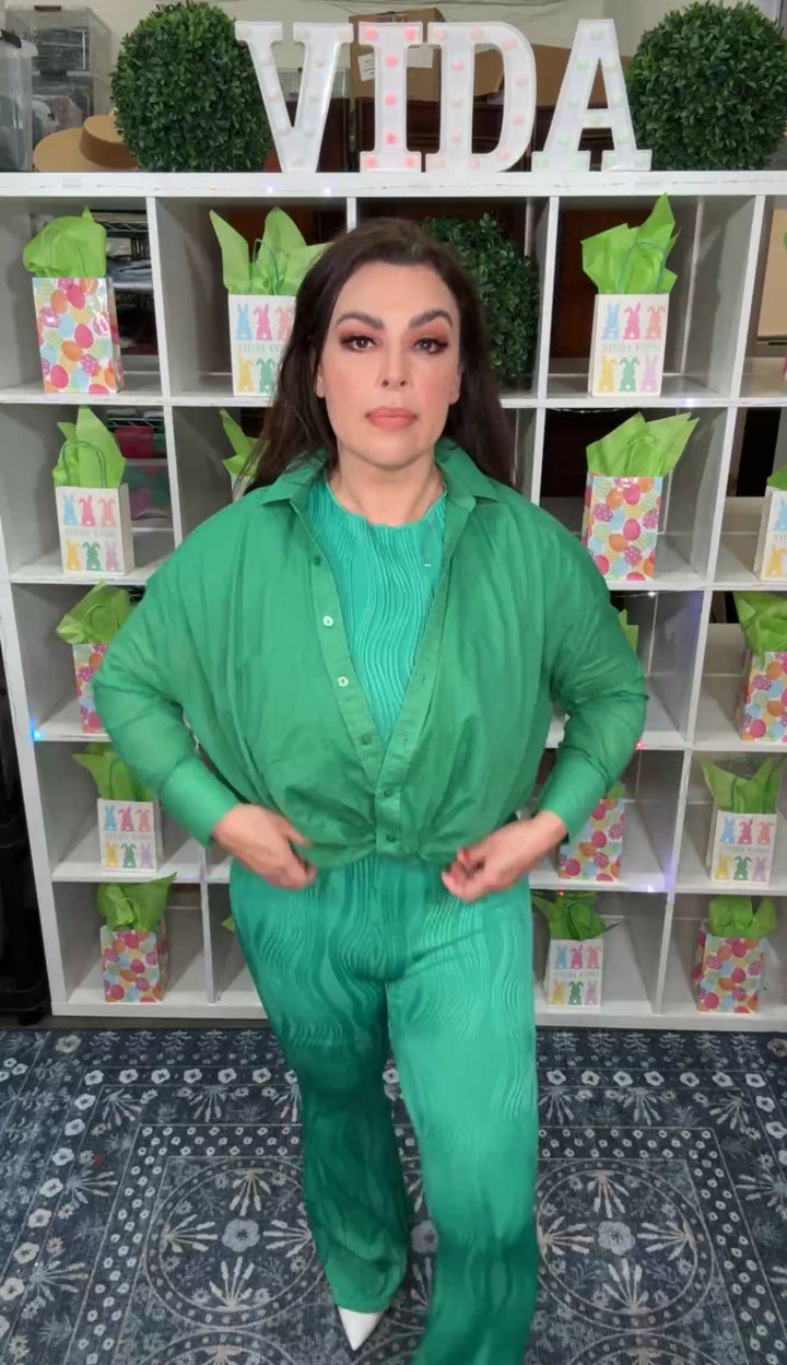 Camisa Verde Nudo al Frente (#110)