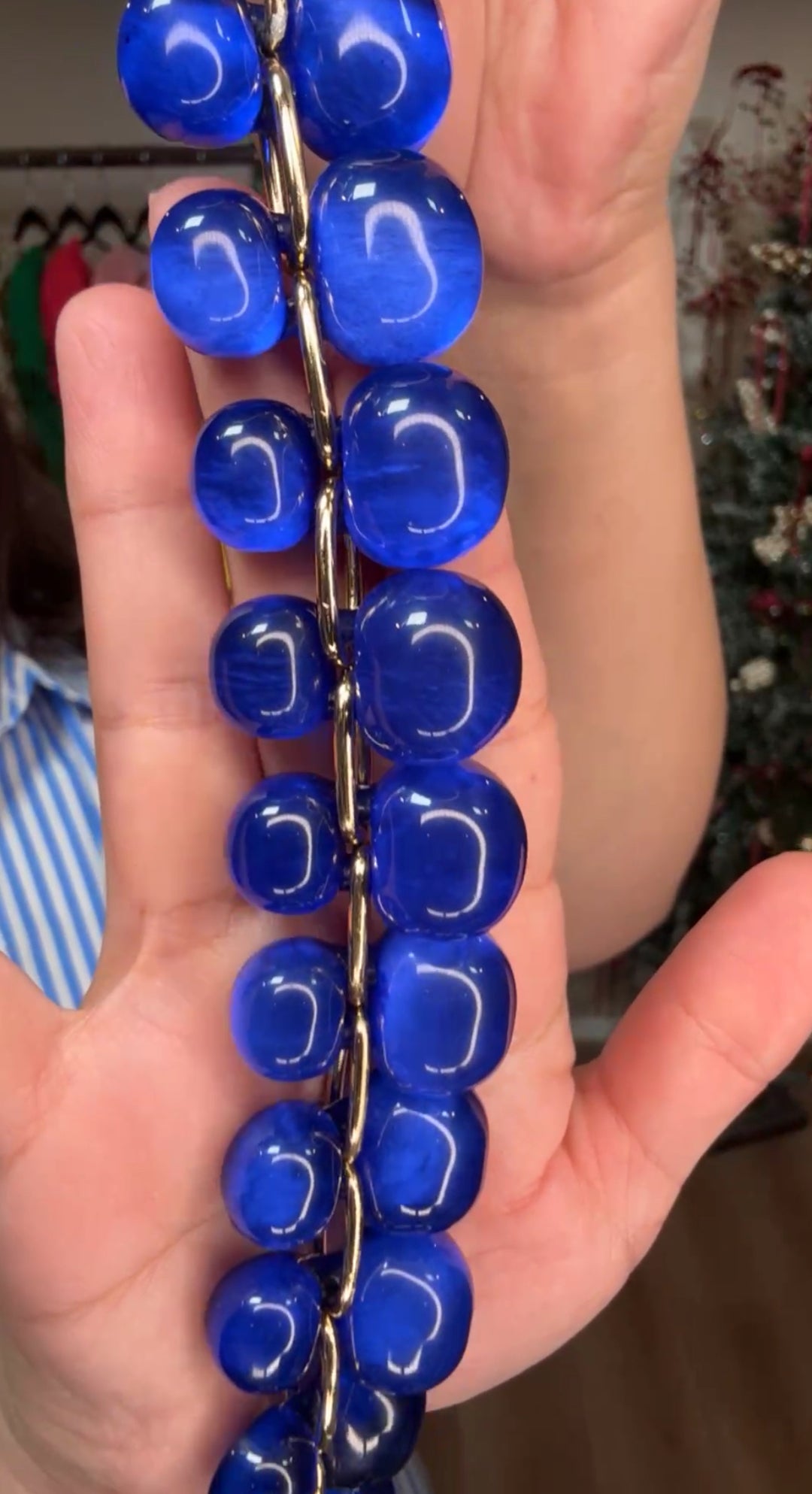 Collar Azul Bola Transparente (#124)