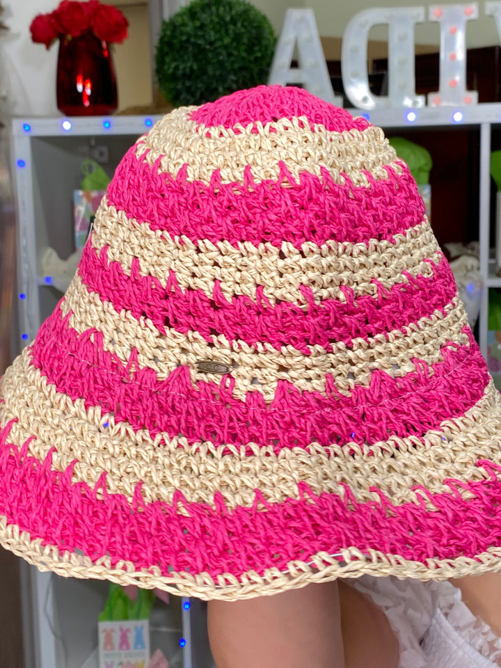 Gorro Rosa y Beige Ralla Bucket Hat (#144)