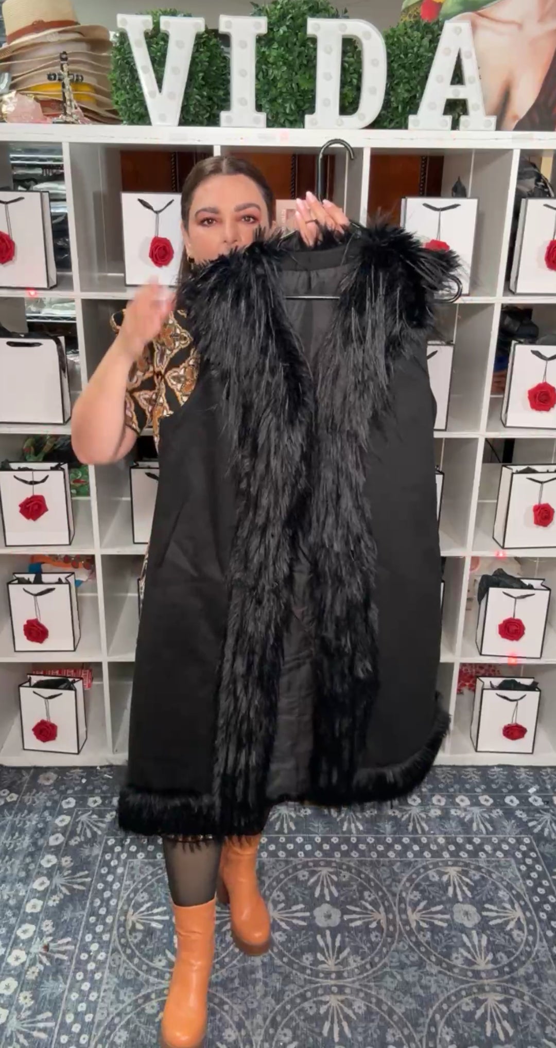 Chaleco Negro Fur Luxury XL (#107)