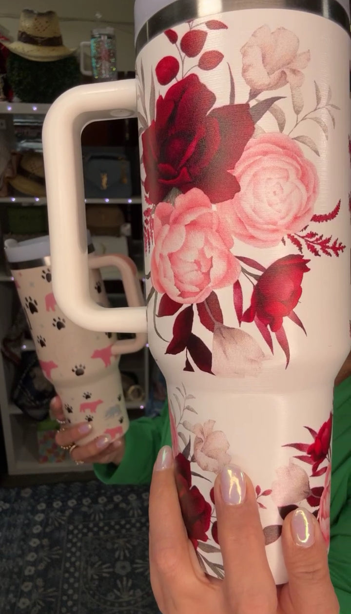 Vaso Thermal Mom Floral Rosa y Rojo 40oz (#142)
