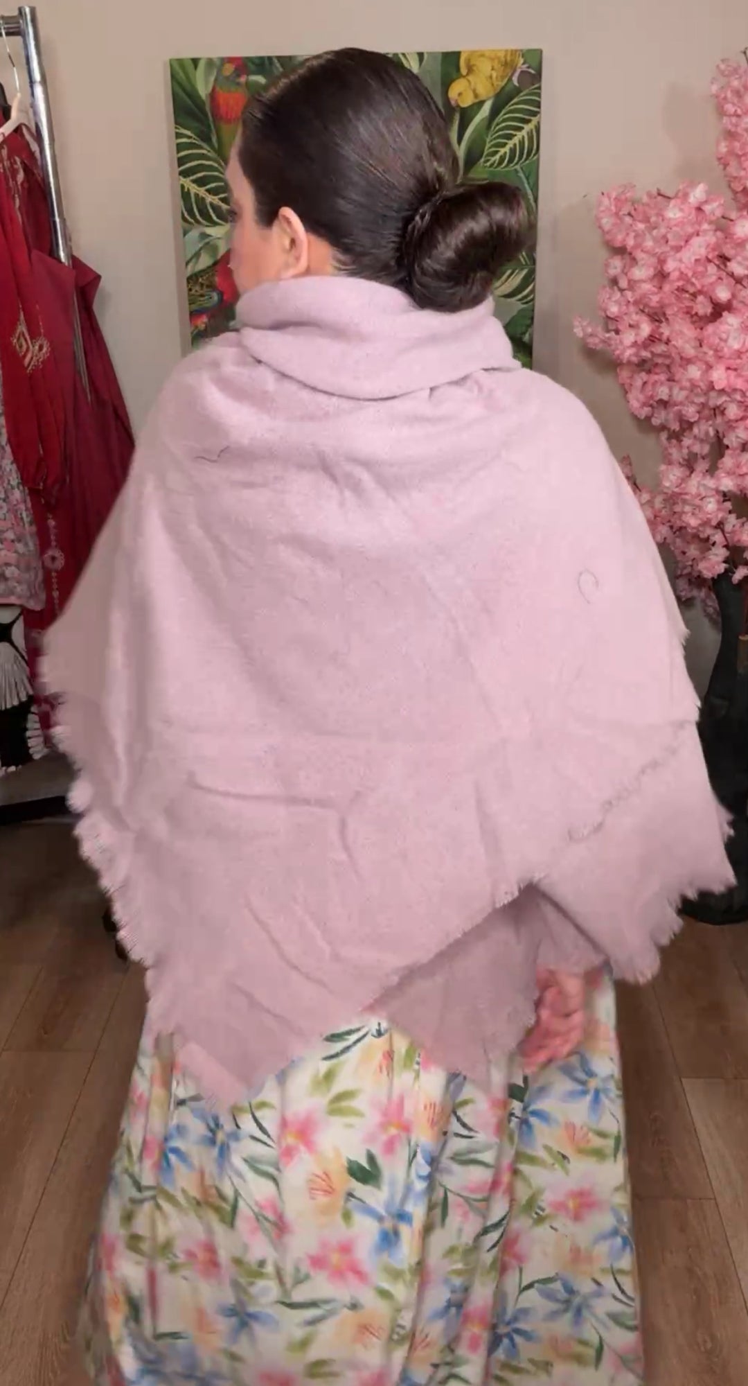 poncho rosa palo cierre piel (#135)